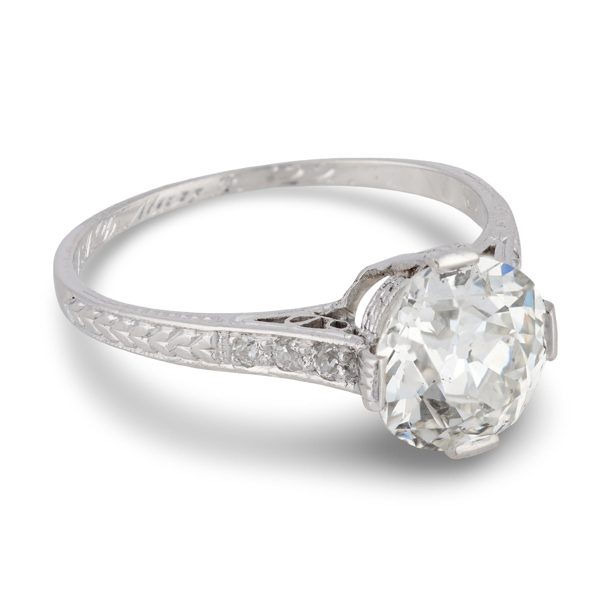 Art Deco GIA 1.91 carat old European cut diamond platinum engagement ring
