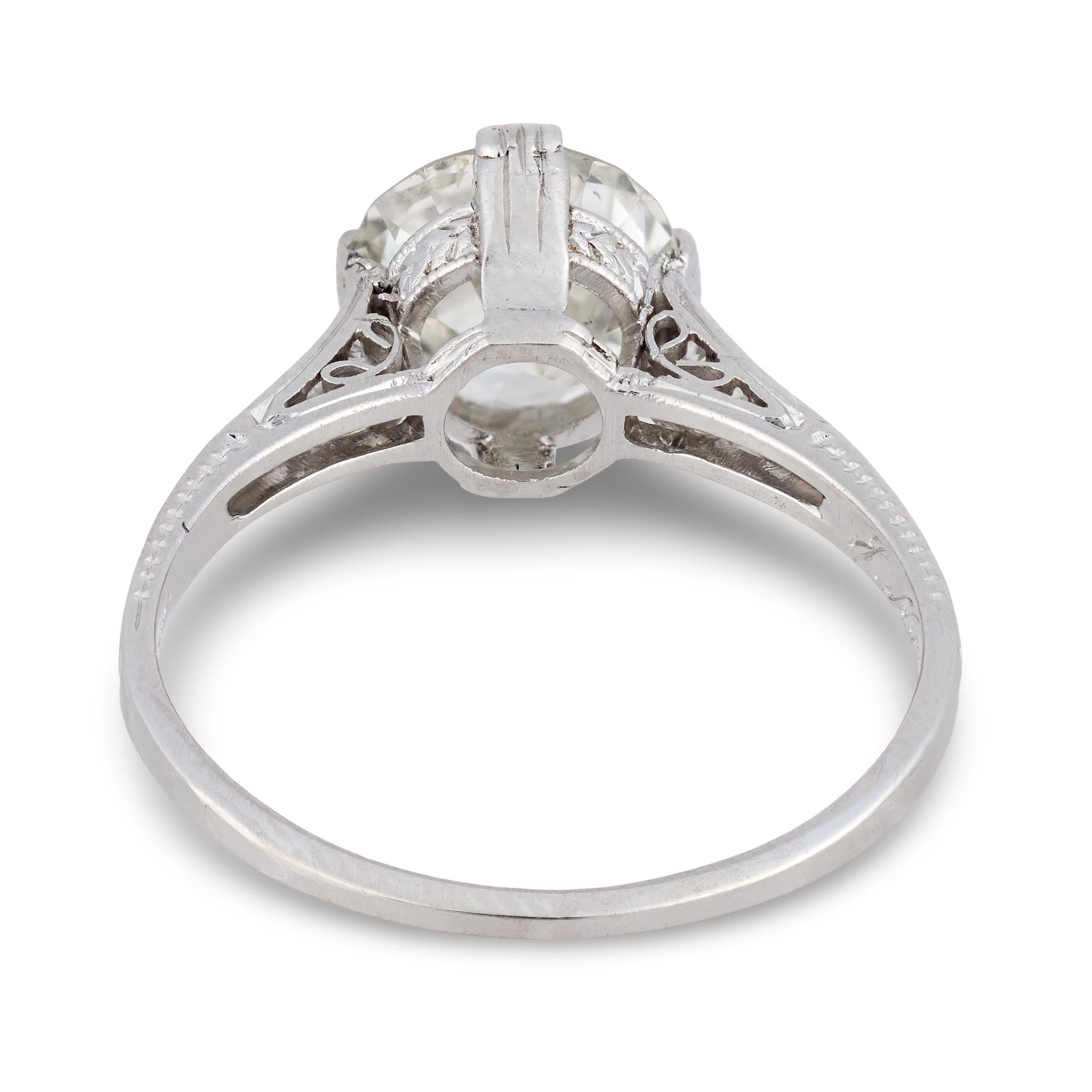 Art Deco GIA 1.91 carat old European cut diamond platinum engagement ring