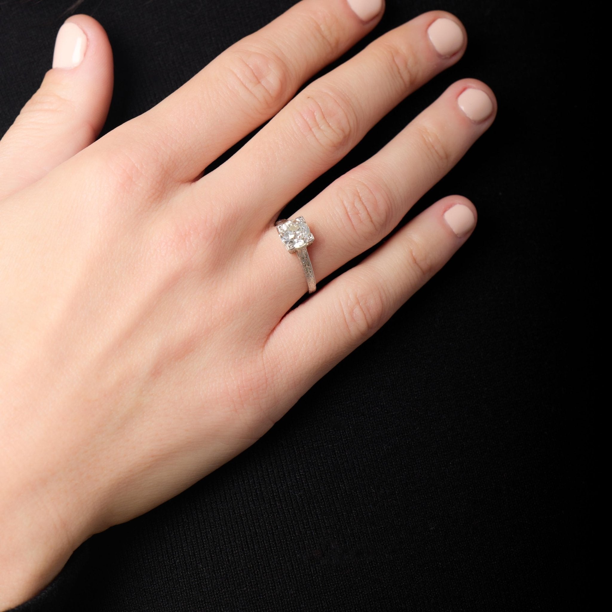 Edwardian GIA 1.93 carat old European cut diamond platinum engagement ring