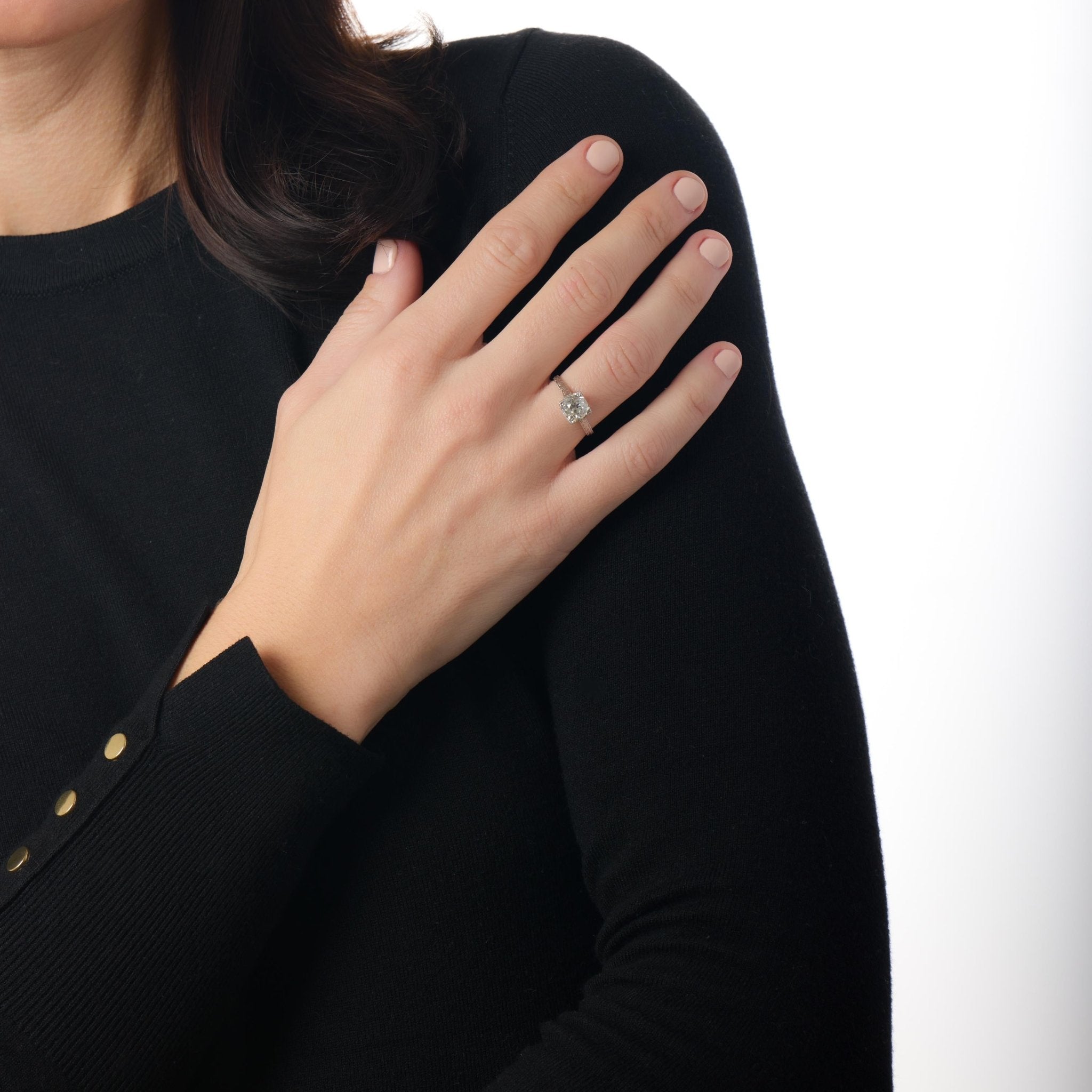 Edwardian GIA 1.93 carat old European cut diamond platinum engagement ring