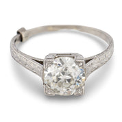 Edwardian GIA 1.93 carat old European cut diamond platinum engagement ring