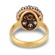 Antique diamond natural pearl 18k yellow gold silver cluster ring