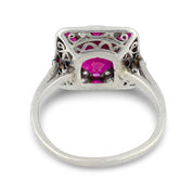 Art Deco ruby diamond platinum ring