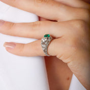 Art Deco emerald diamond platinum Toi Et Moi ring