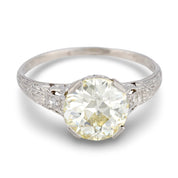 Art Deco GIA 2.40 carat old European cut diamond platinum engagement ring
