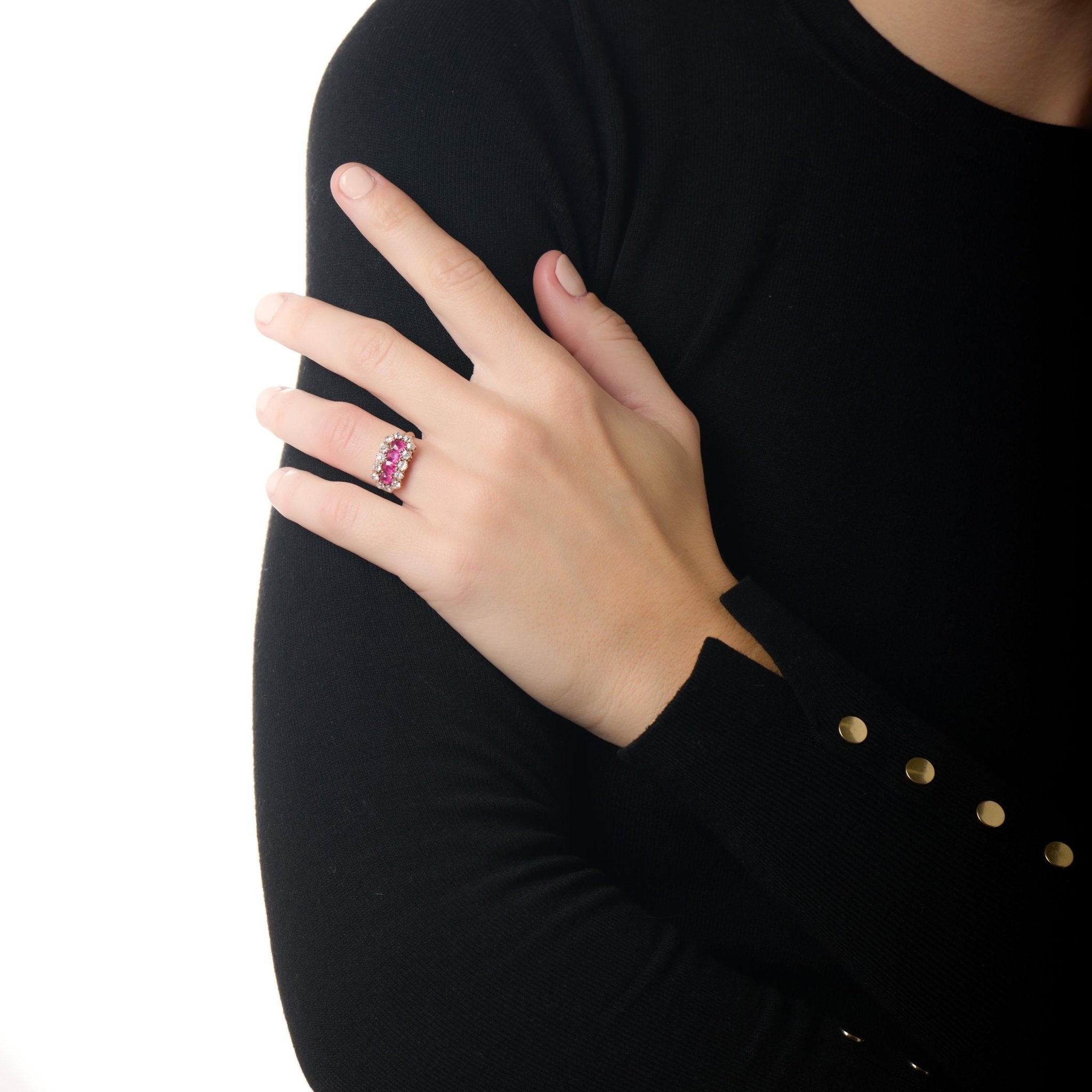 Victorian ruby diamond 14k yellow gold ring