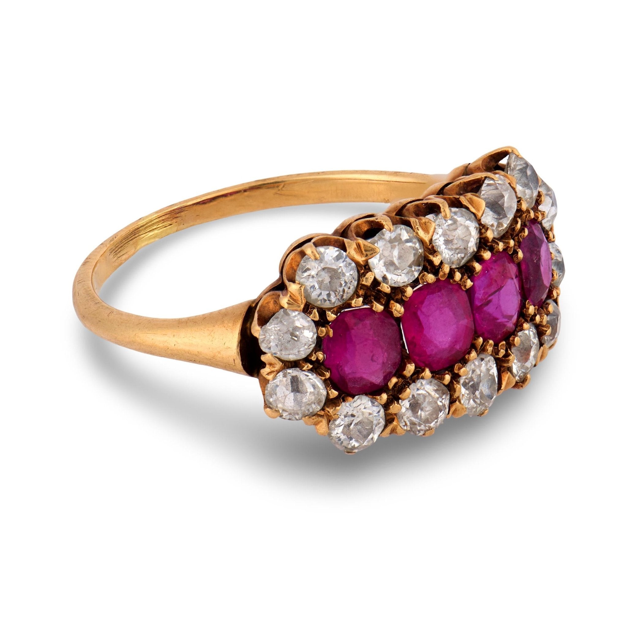 Victorian ruby diamond 14k yellow gold ring