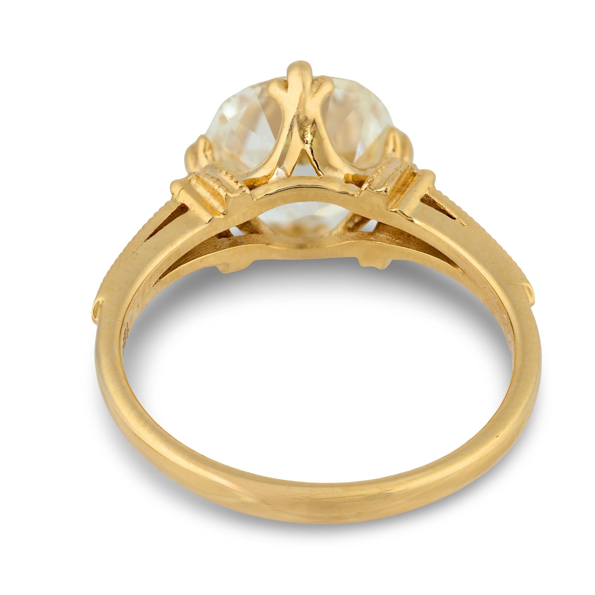 GIA 2.31 carat Old European cut diamond 18k yellow gold ring