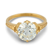 GIA 2.31 carat Old European cut diamond 18k yellow gold ring