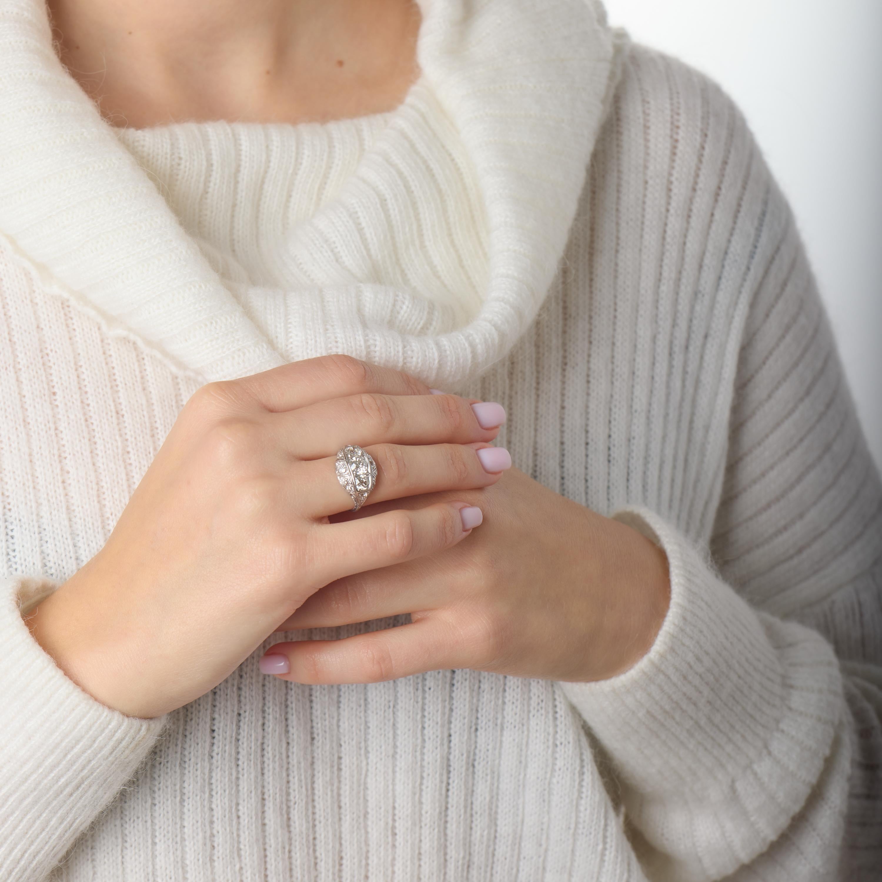 Edwardian 1.50 carat Old European cut diamond platinum ring