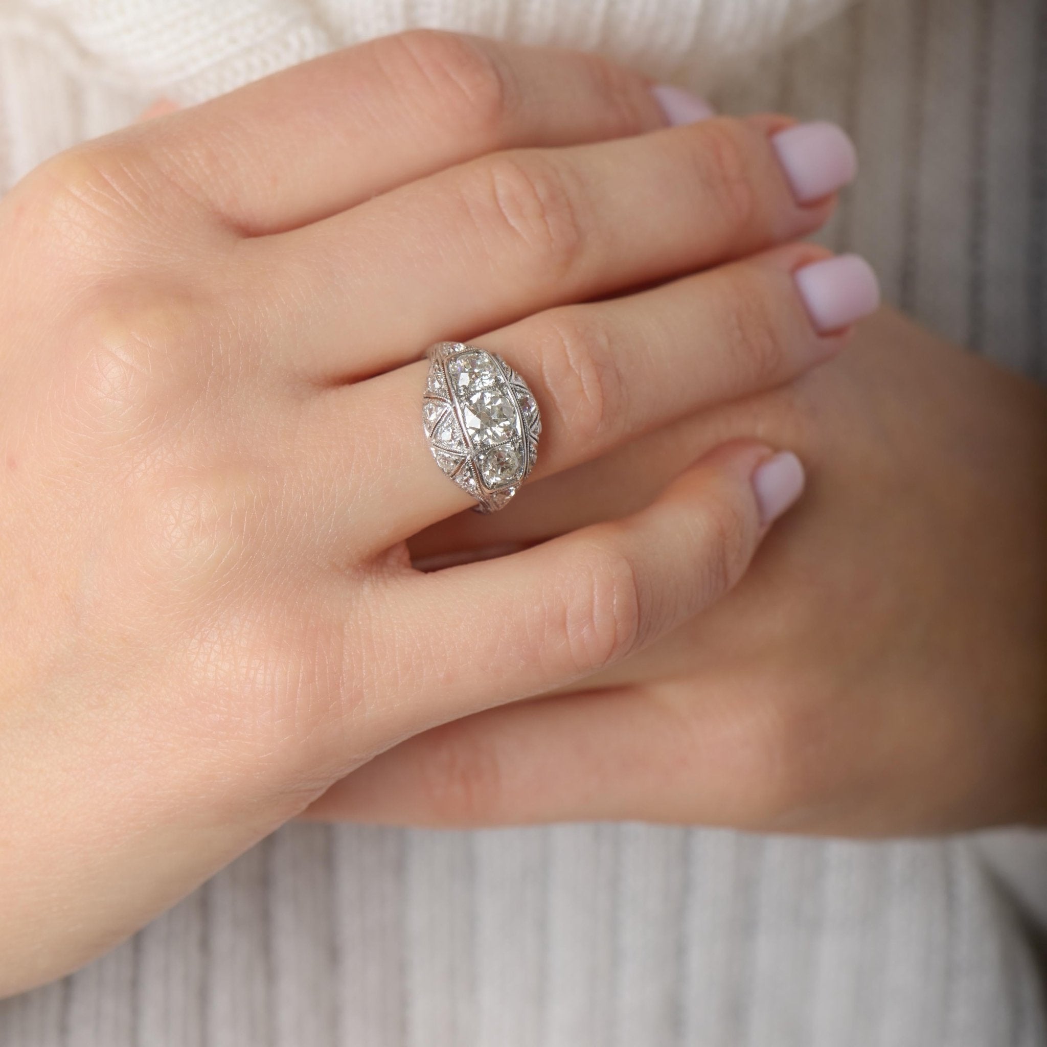 Edwardian 1.50 carat Old European cut diamond platinum ring