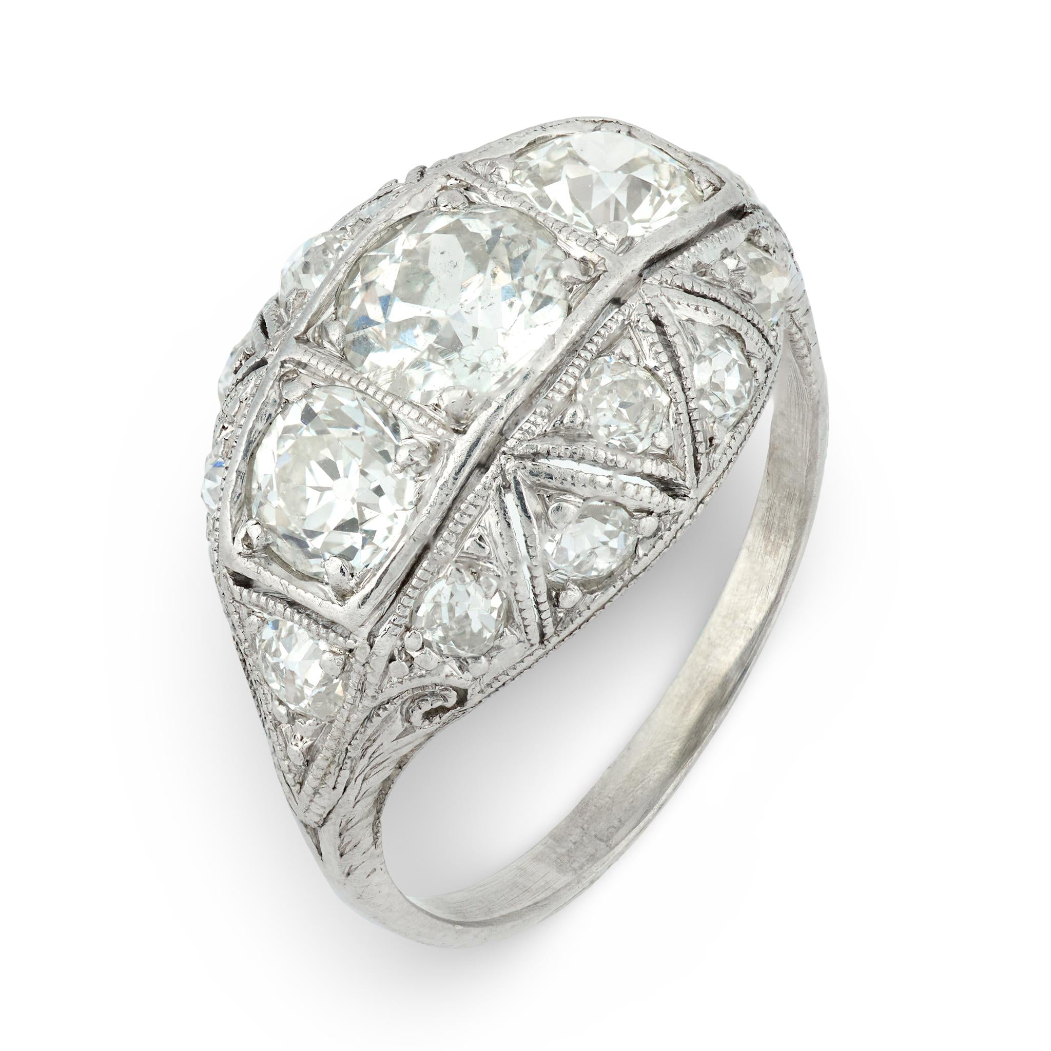 Edwardian 1.50 carat Old European cut diamond platinum ring