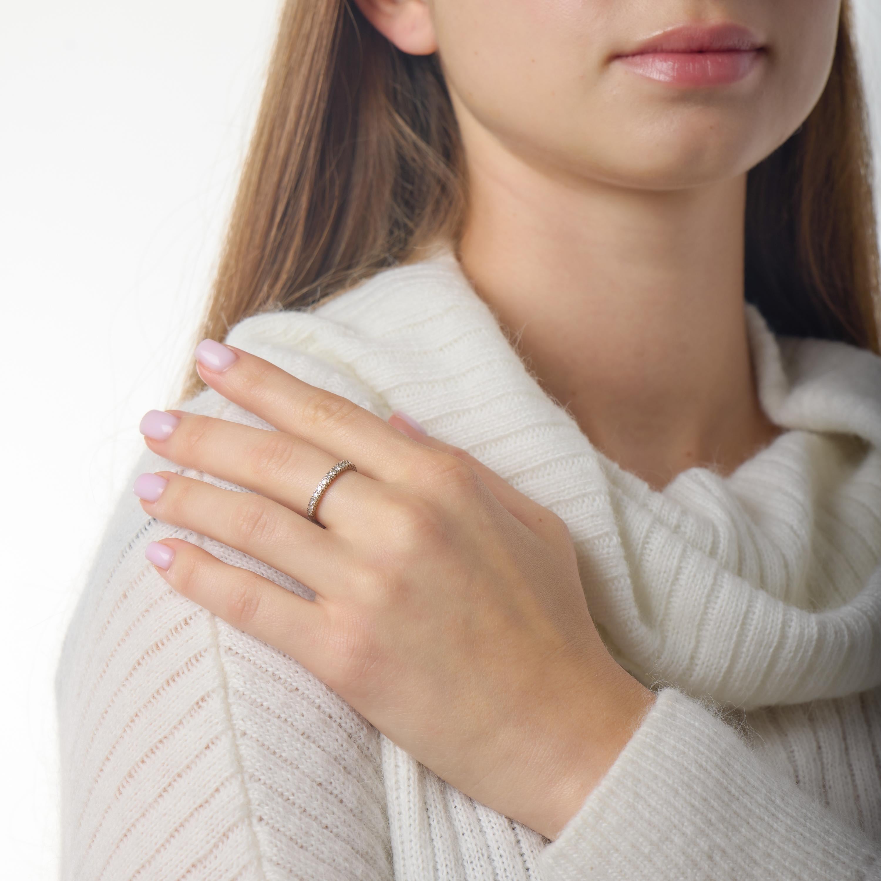Mid Century diamond 14k white gold half eternity band