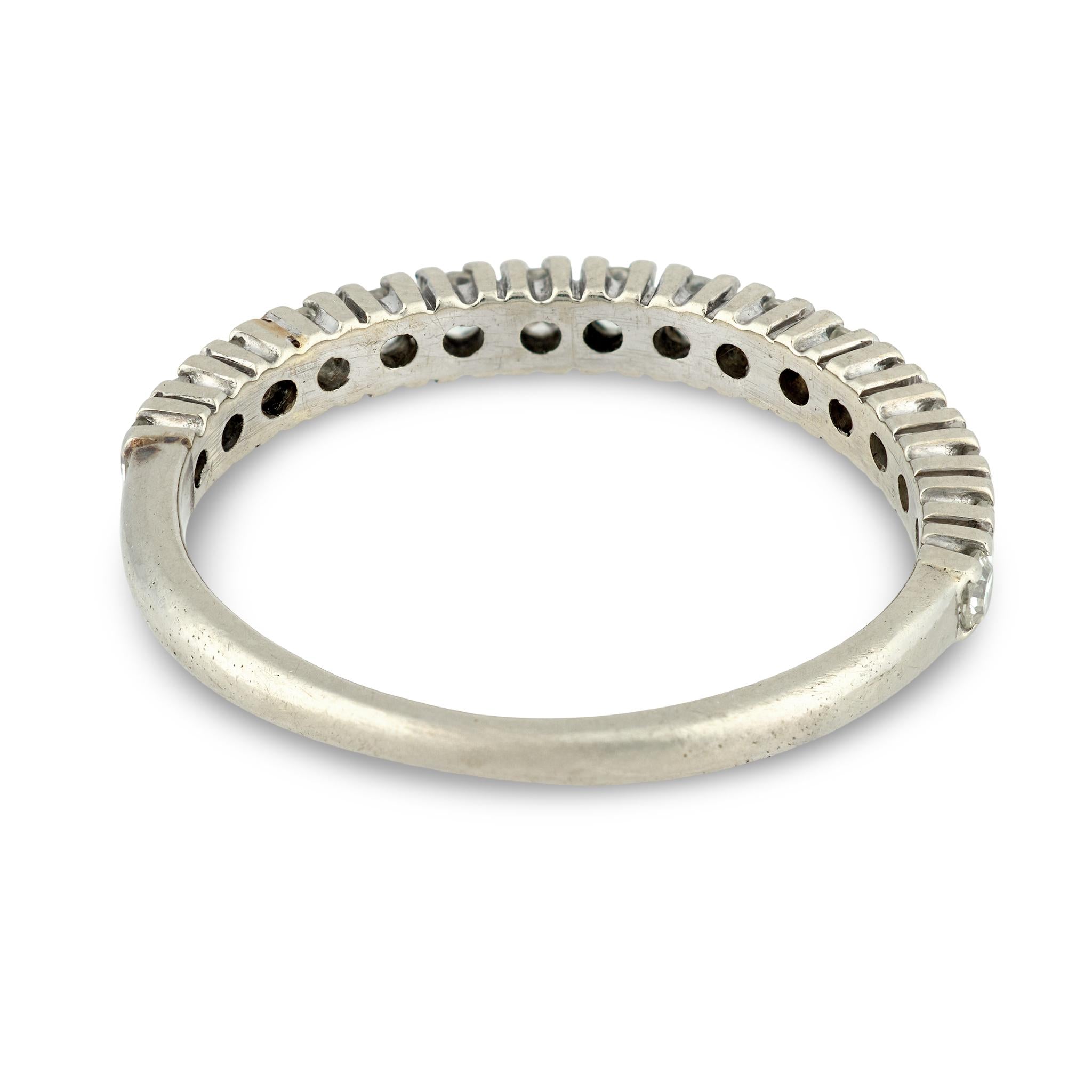 Mid Century diamond 14k white gold half eternity band