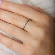 Mid Century diamond 14k white gold half eternity band