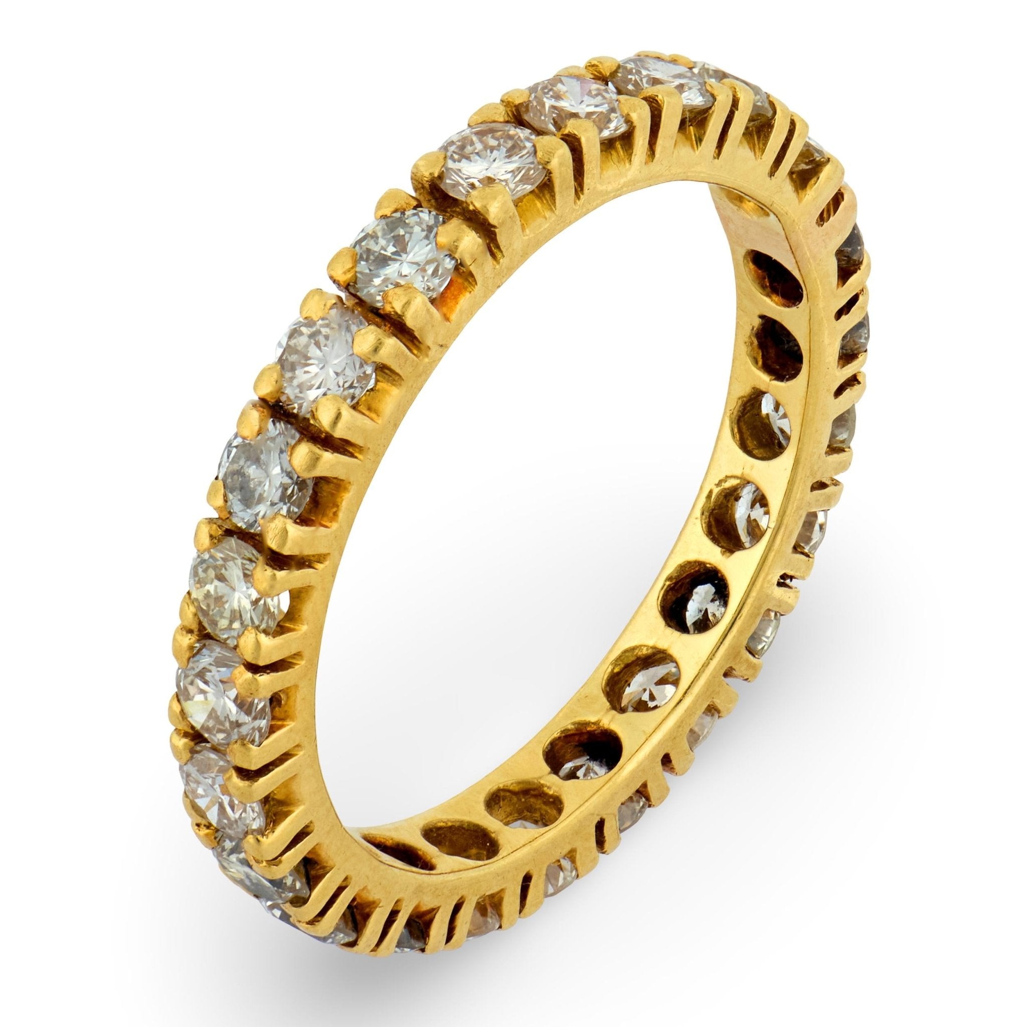 Vintage 1.40 carat round brilliant cut diamond 18k yellow gold eternity band