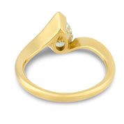 Vintage 1.52 carat pear shape diamond 14k yellow gold engagement ring