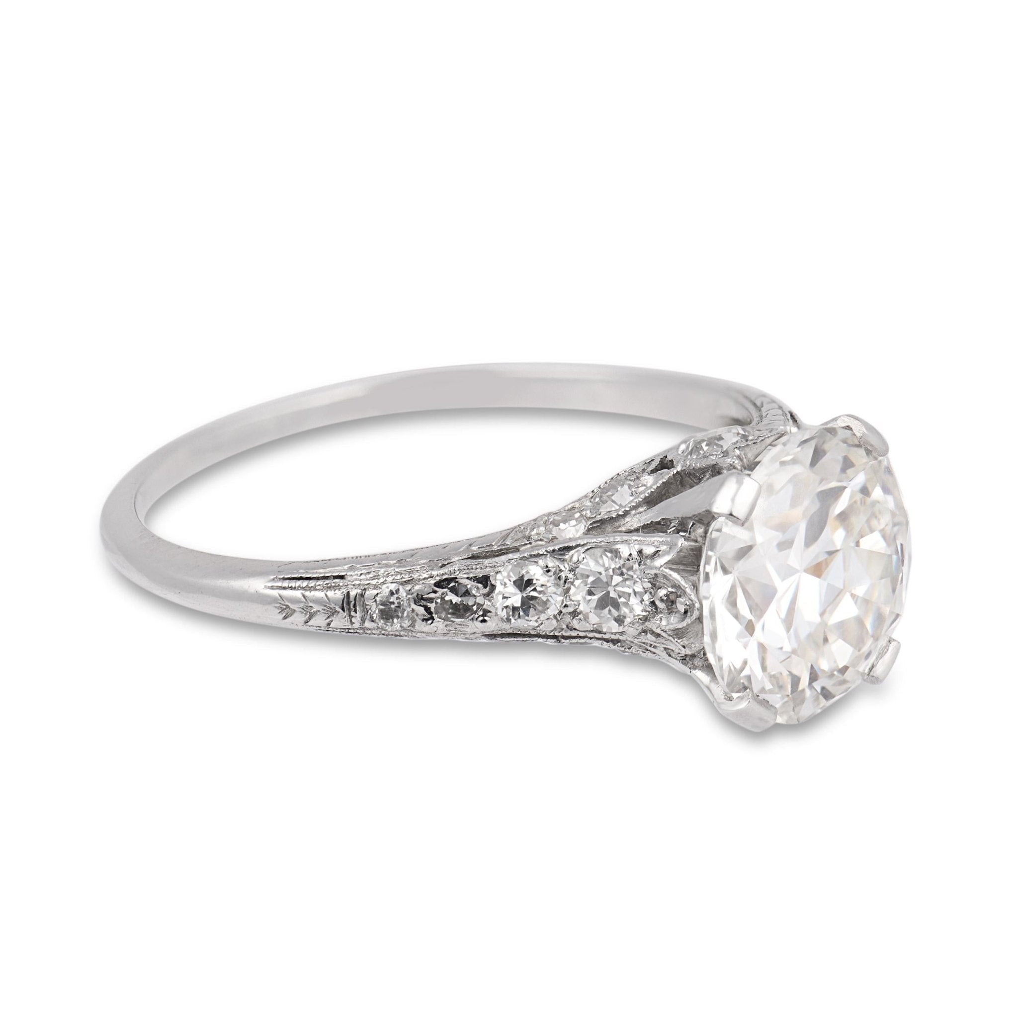 Art Deco GIA 2.03 carat diamond filigree platinum engagement ring