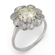 Art Deco GIA 3.01 carat old European diamond platinum cluster ring