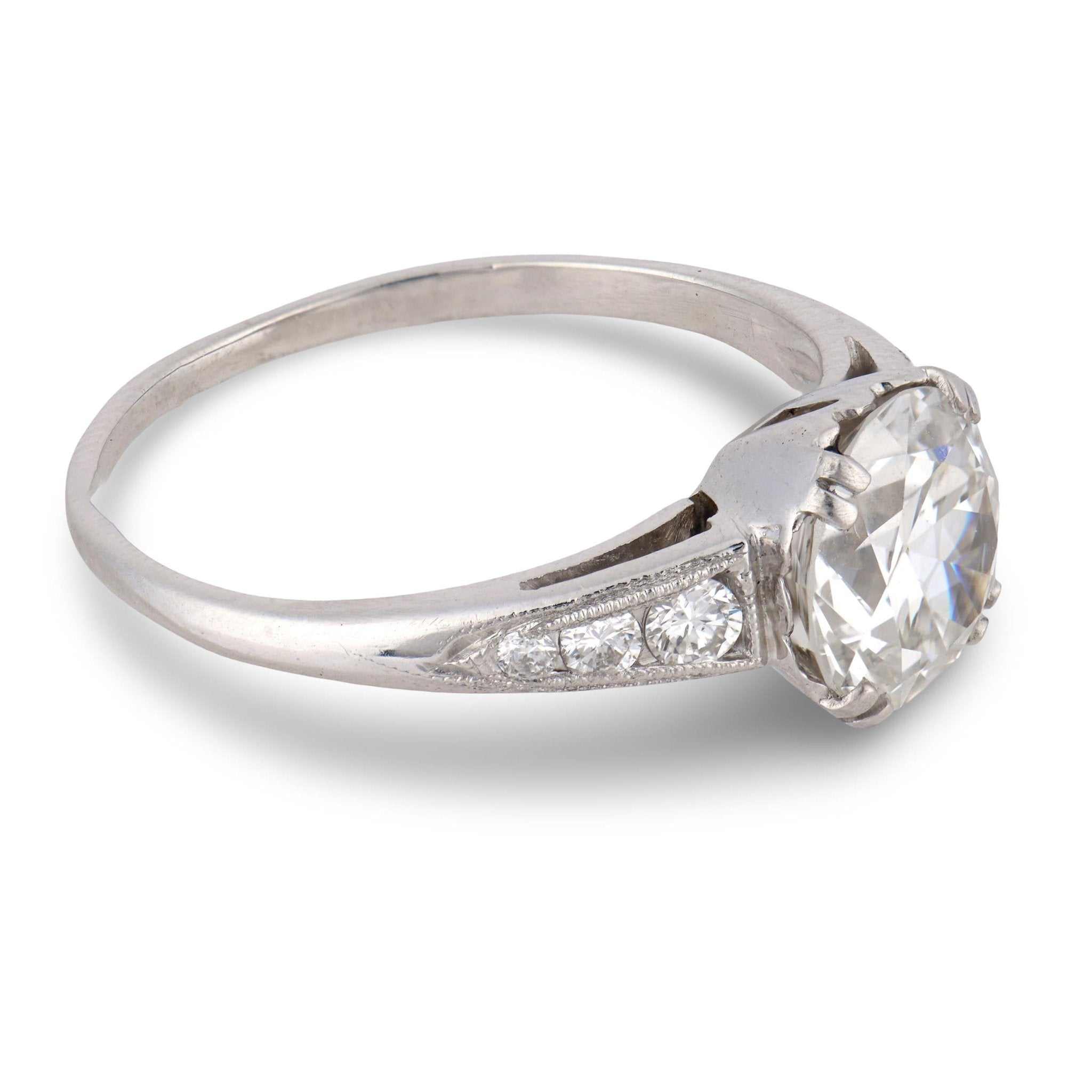 Art Deco GIA 1.80 carat diamond platinum engagement ring