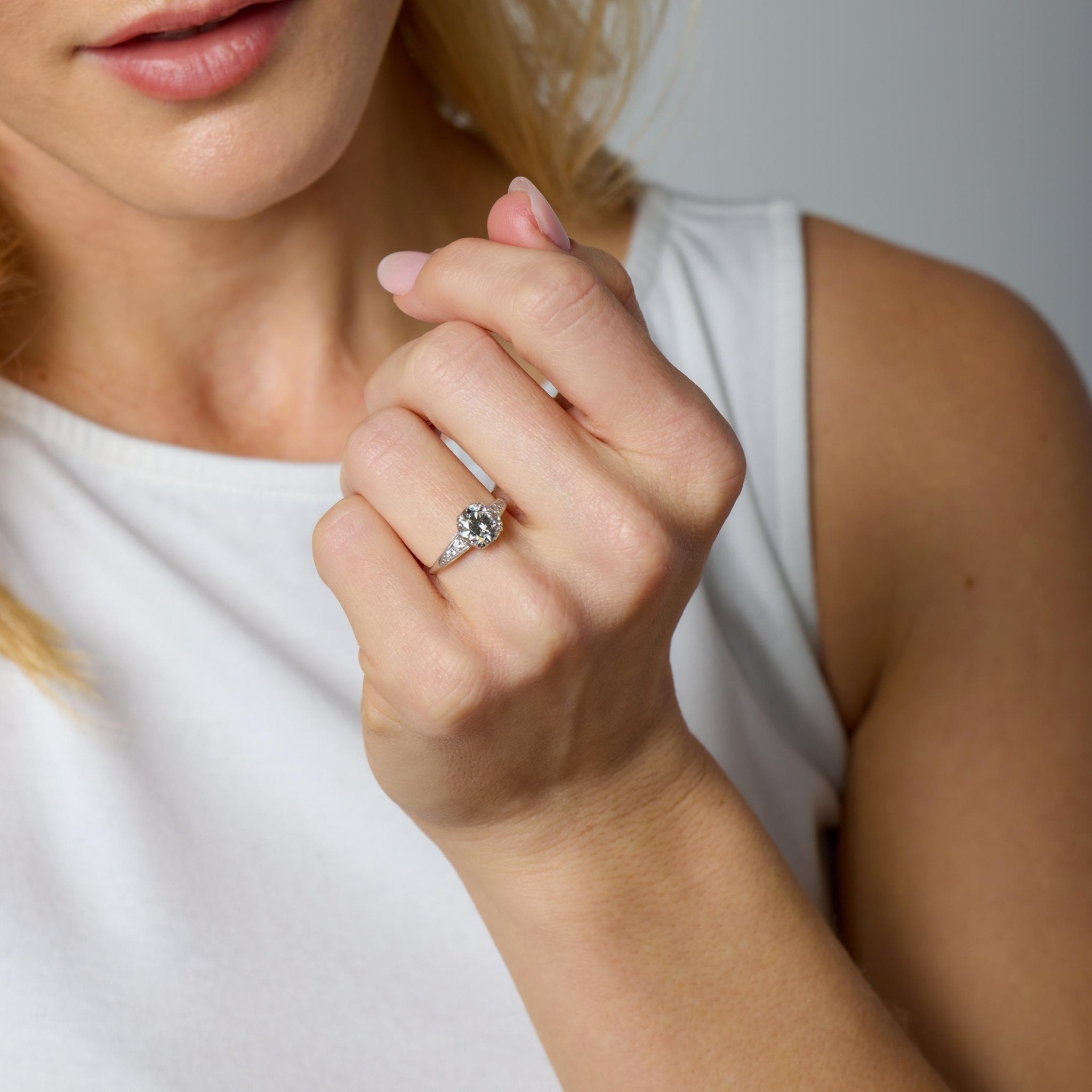 Art Deco GIA 1.80 carat diamond platinum engagement ring