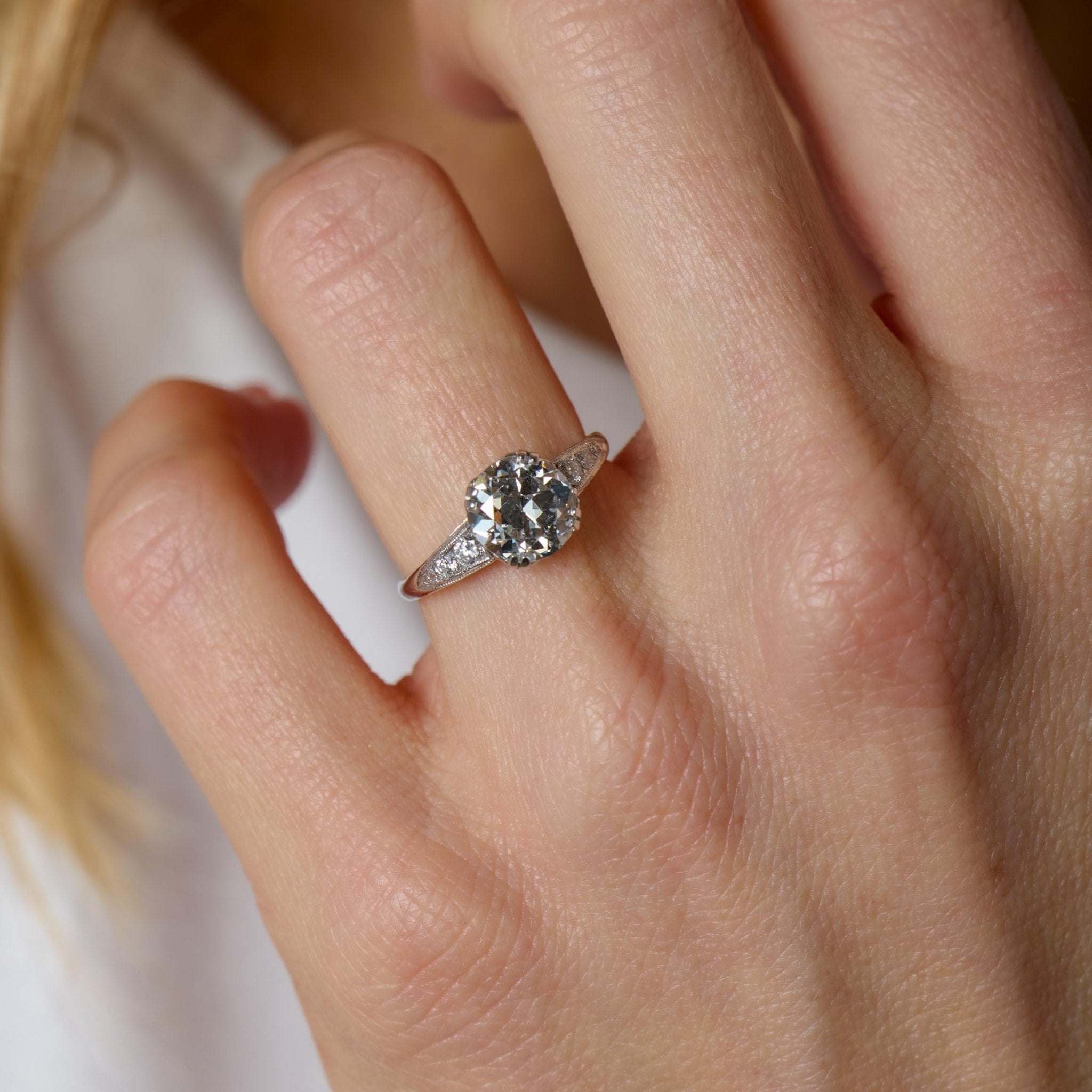 Art Deco GIA 1.80 carat diamond platinum engagement ring