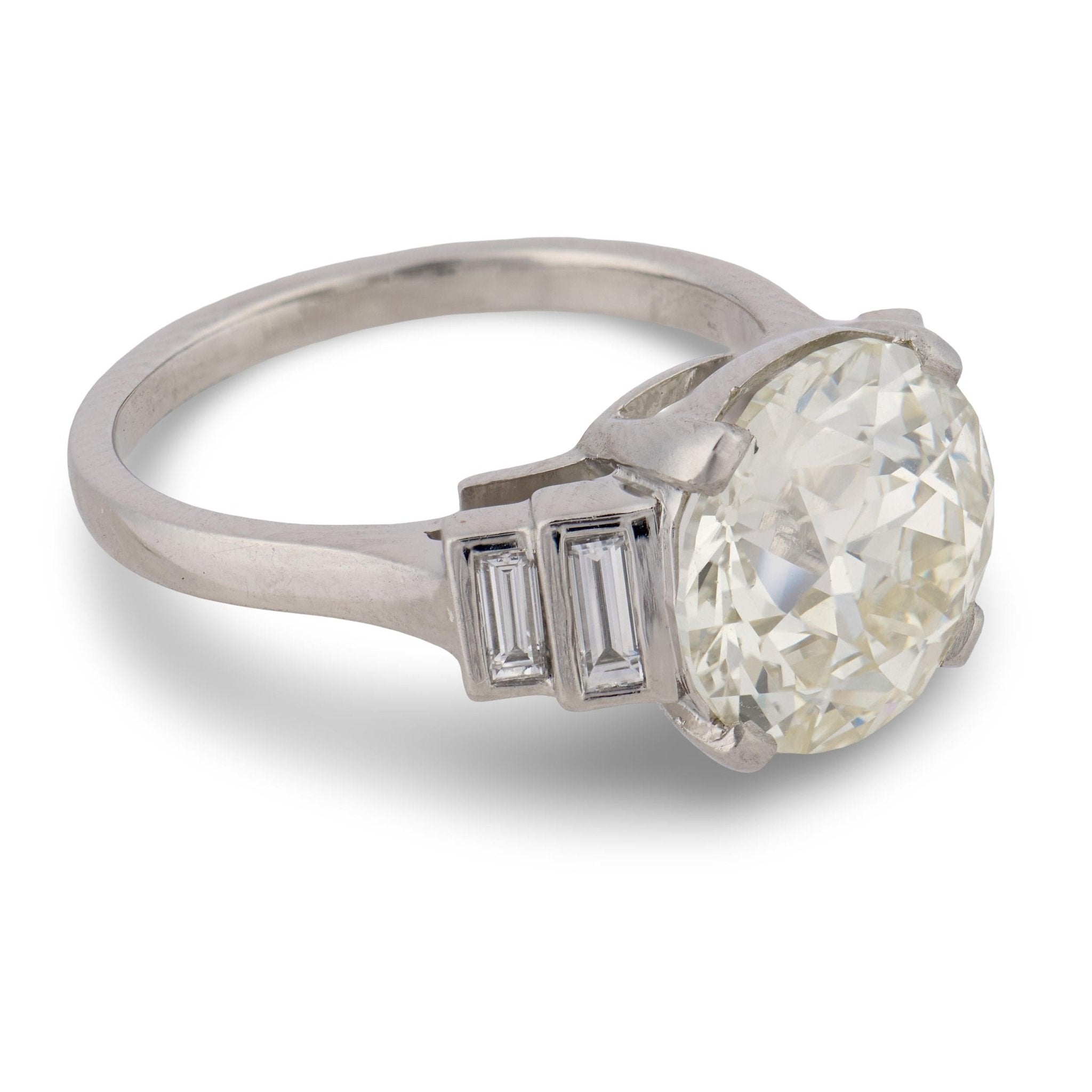 GIA 3.85 carat old European cut diamond platinum engagement ring