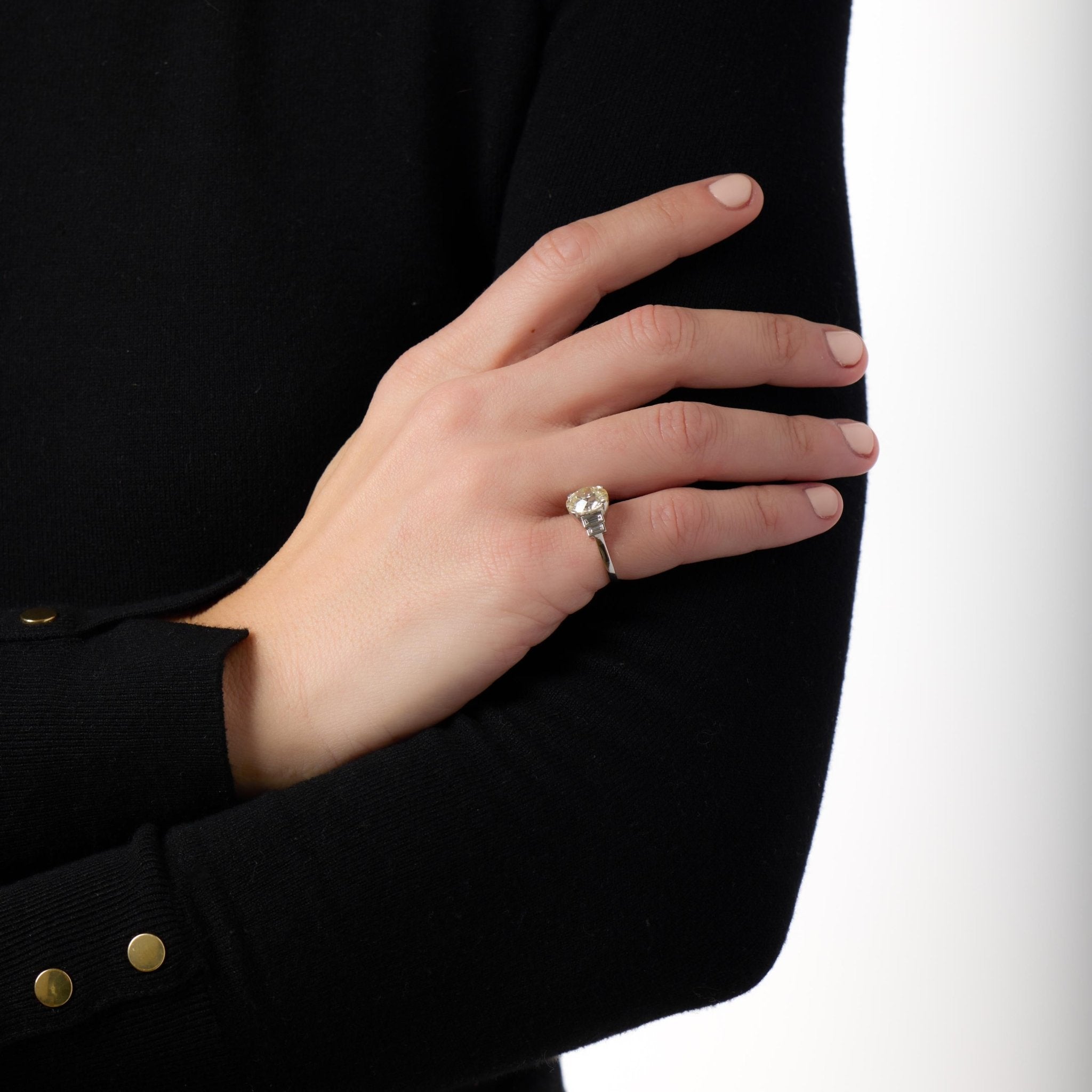 GIA 3.85 carat old European cut diamond platinum engagement ring