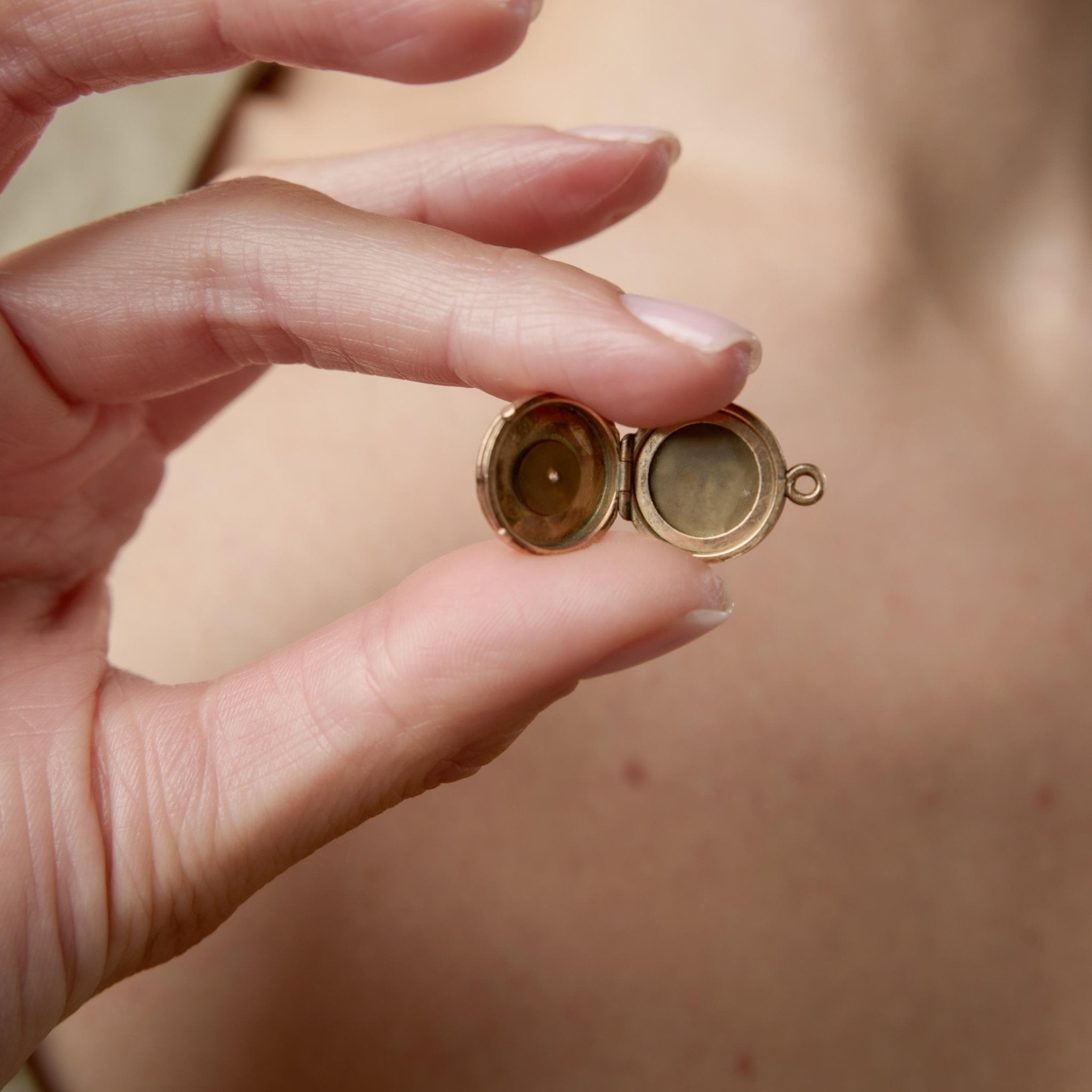 Victorian old mine cut diamond 14k rose gold locket pendant