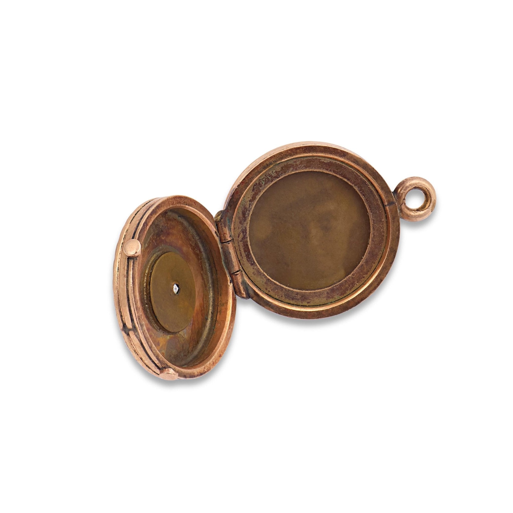 Victorian old mine cut diamond 14k rose gold locket pendant