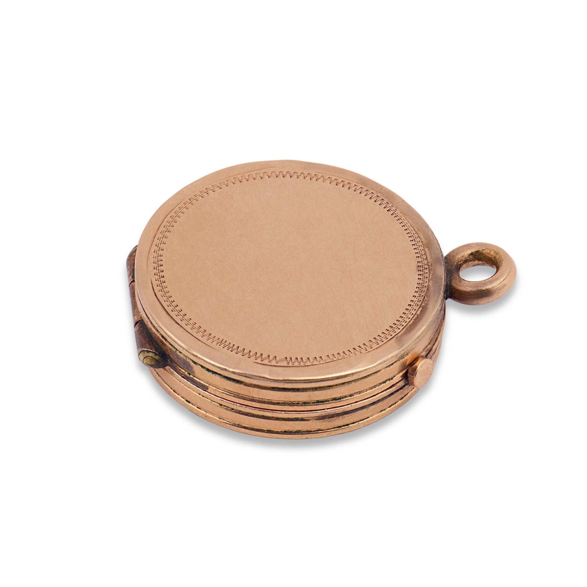 Victorian old mine cut diamond 14k rose gold locket pendant