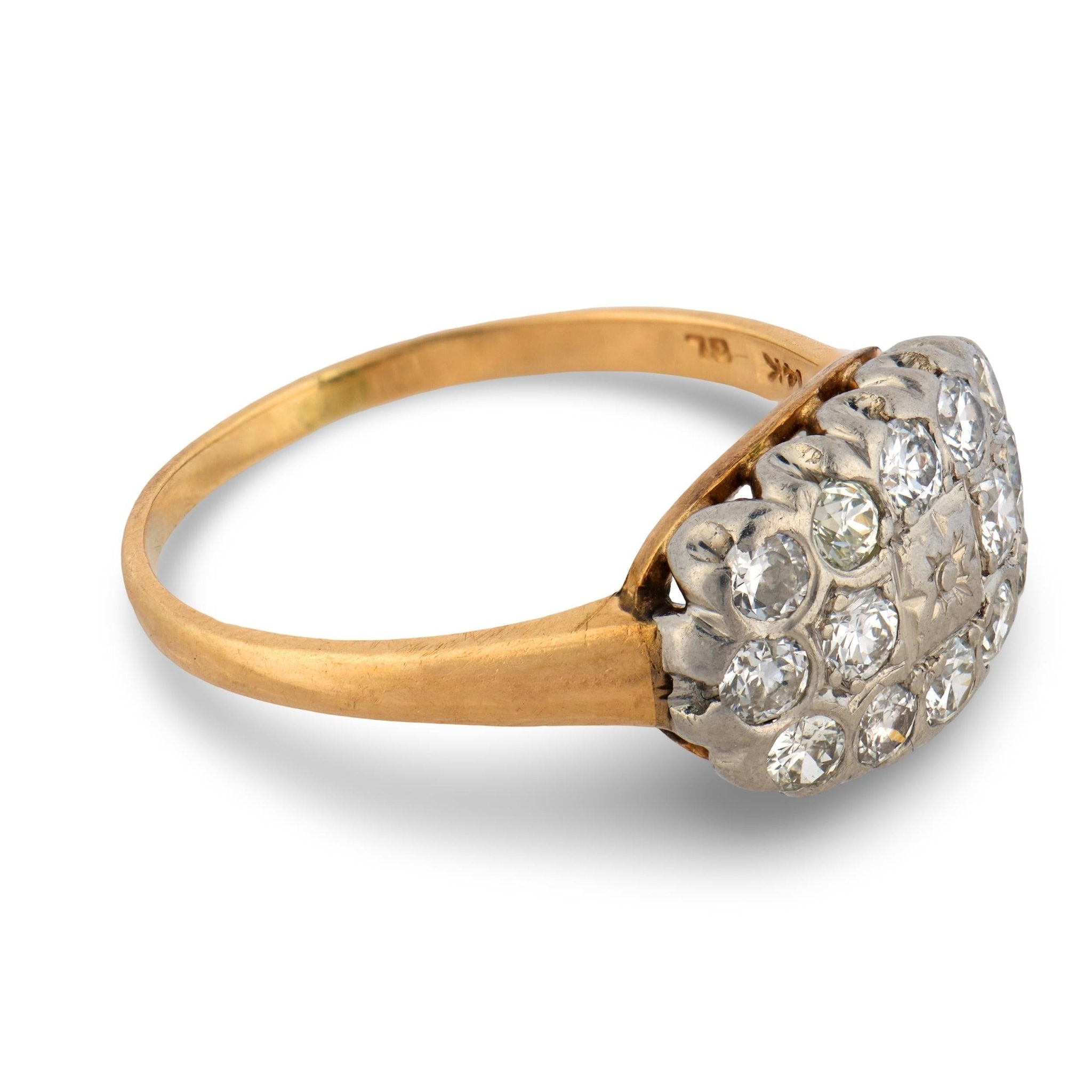 Edwardian diamond 14k two tone gold ring
