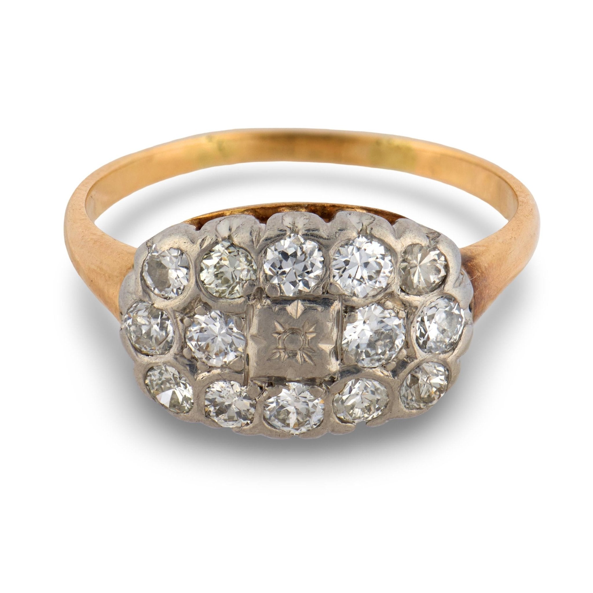 Edwardian diamond 14k two tone gold ring