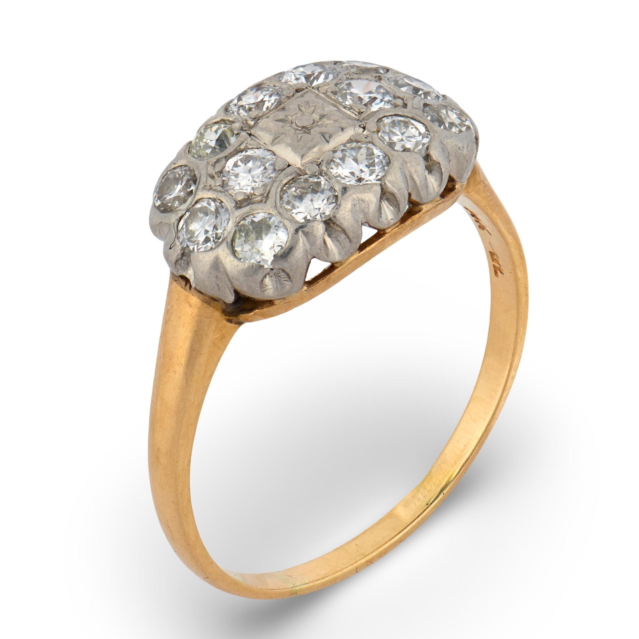 Edwardian diamond 14k two tone gold ring