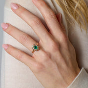 Victorian emerald diamond 14k rose good cluster ring