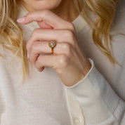 Victorian old mine cut diamond 18k gold cluster ring