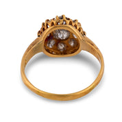 Victorian old mine cut diamond 18k gold cluster ring