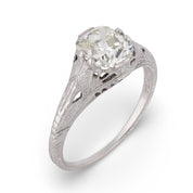 Art Deco GIA 1.53 carat old mine cut diamond platinum engagement ring