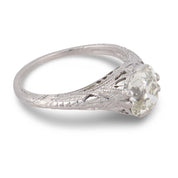 Art Deco GIA 1.53 carat old mine cut diamond platinum engagement ring