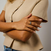 Vintage sapphire diamond 18k yellow gold ring