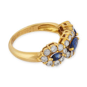 Vintage sapphire diamond 18k yellow gold ring