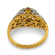 Vintage 1.37 carat diamond 18k two tone gold engagement ring