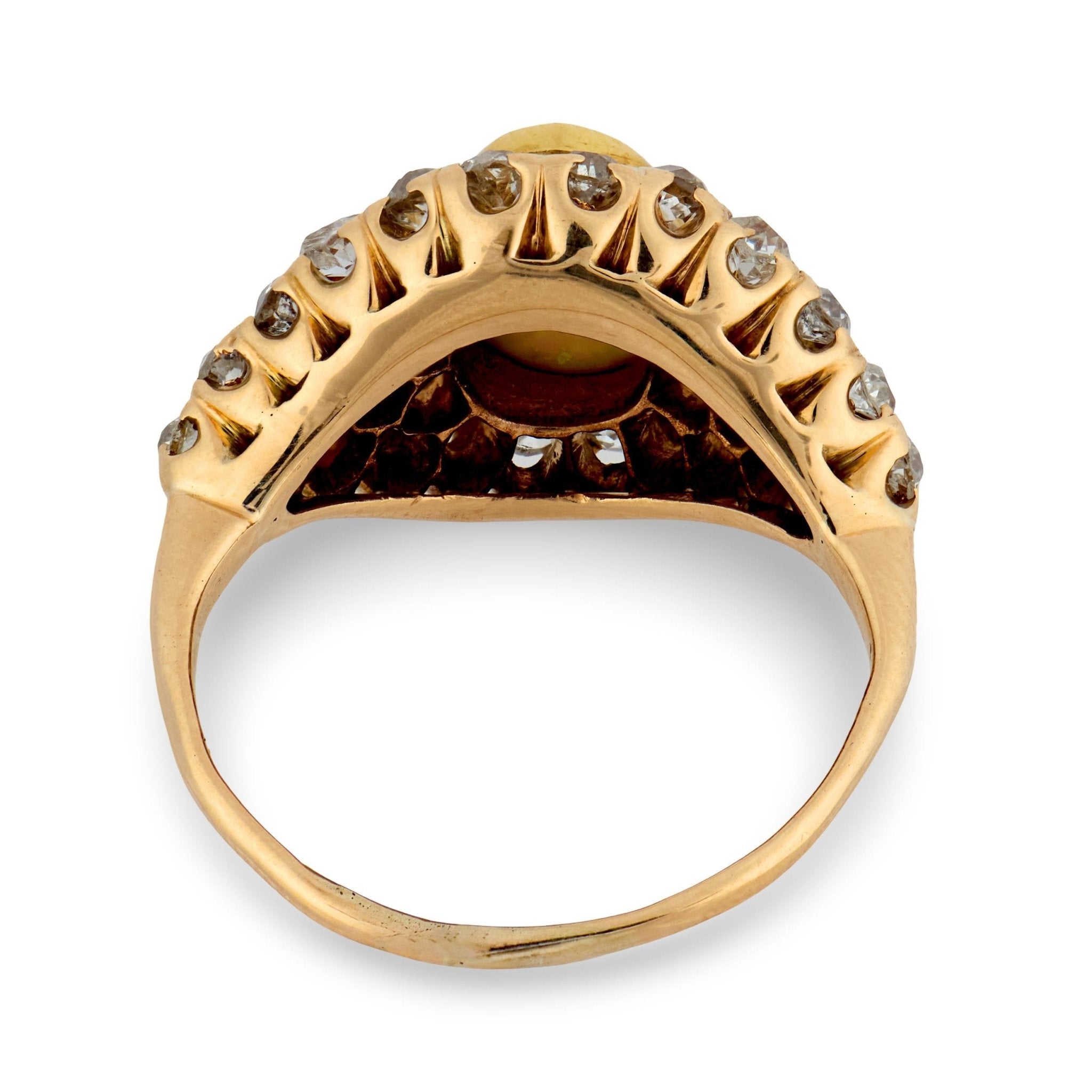 Victorian opal diamond 14k yellow gold ring