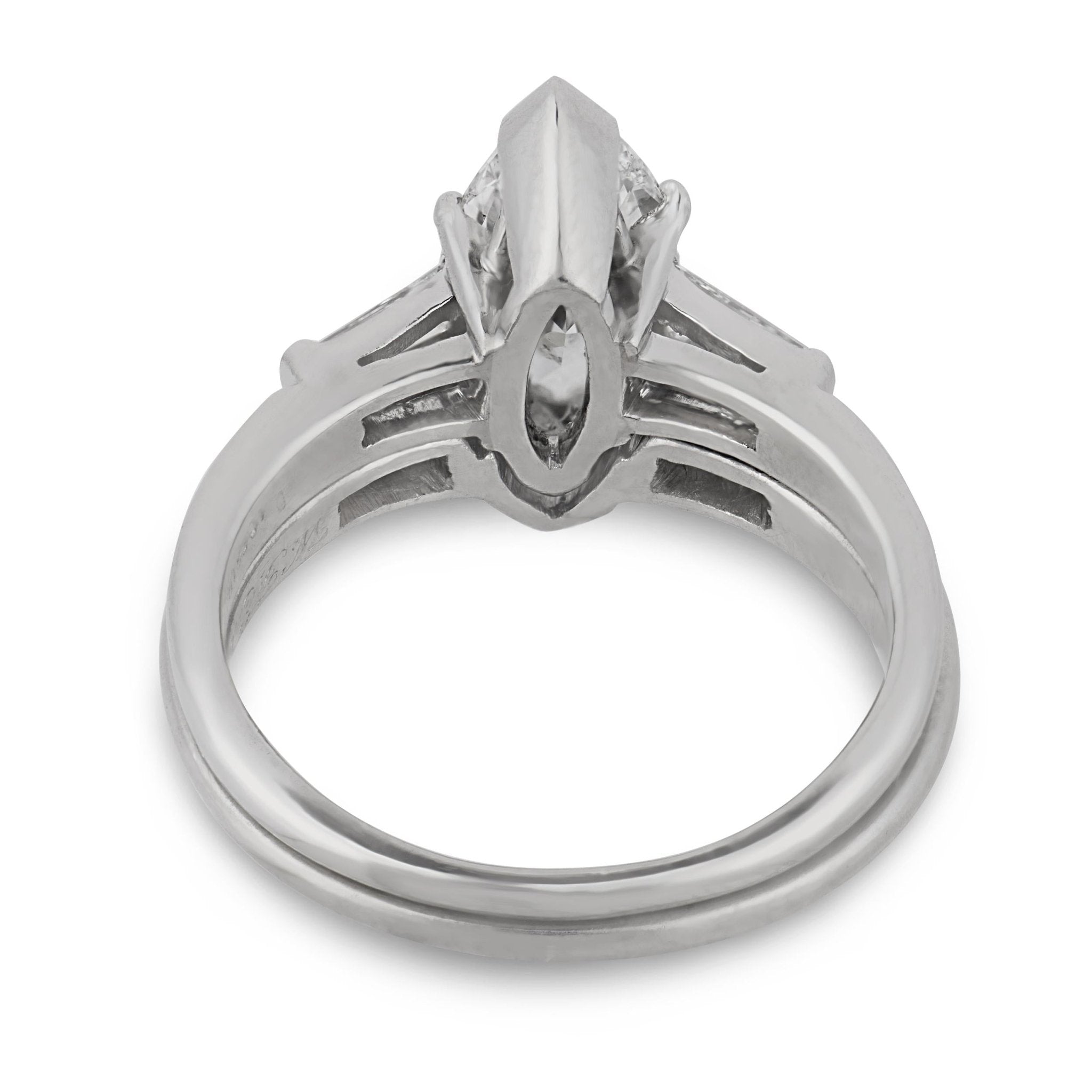 Mid Century GIA 1.18 carat diamond platinum wedding set