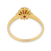 Vintage ruby diamond 18k yellow gold cluster ring