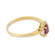 Vintage ruby diamond 18k yellow gold cluster ring