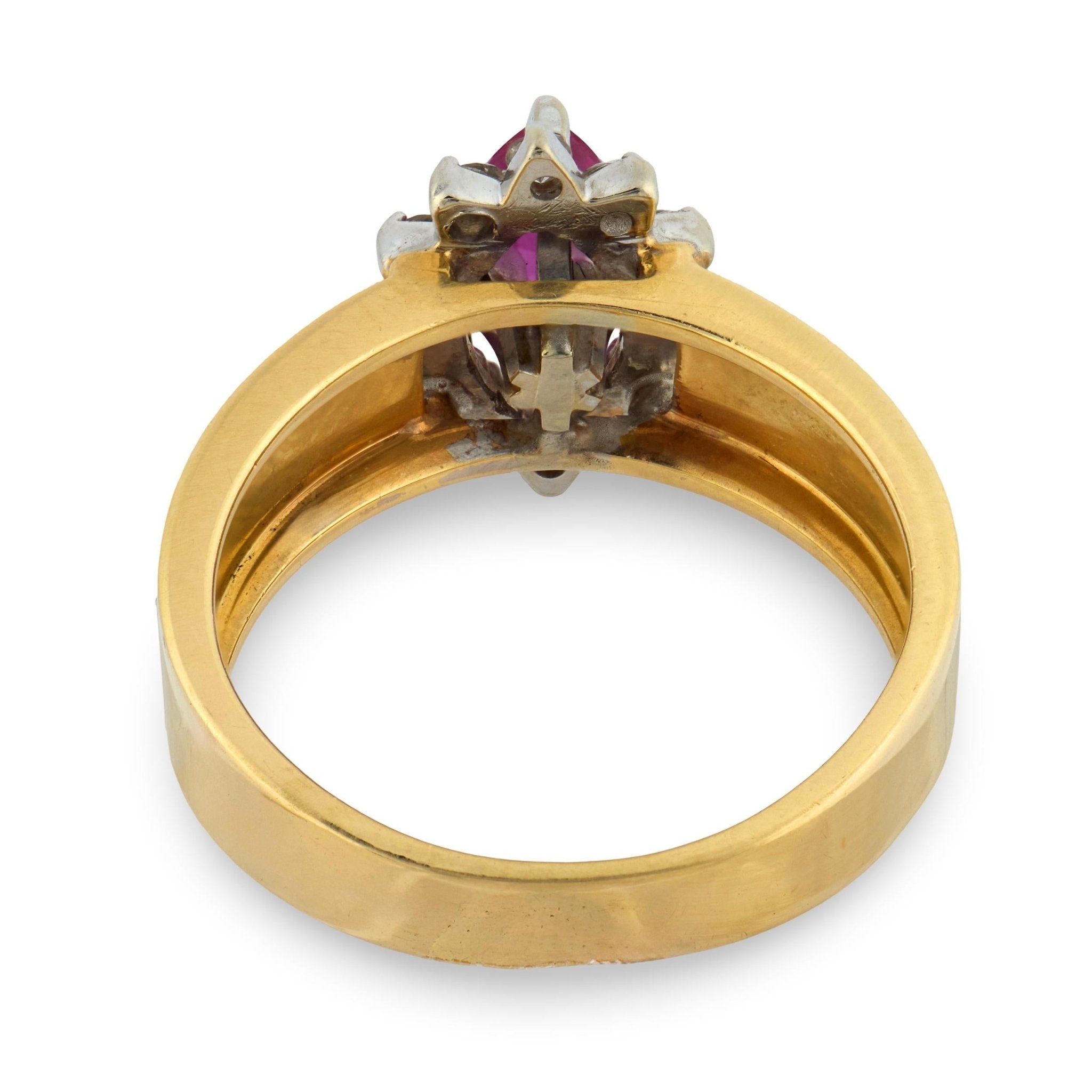 Vintage ruby diamond 14k gold cluster ring