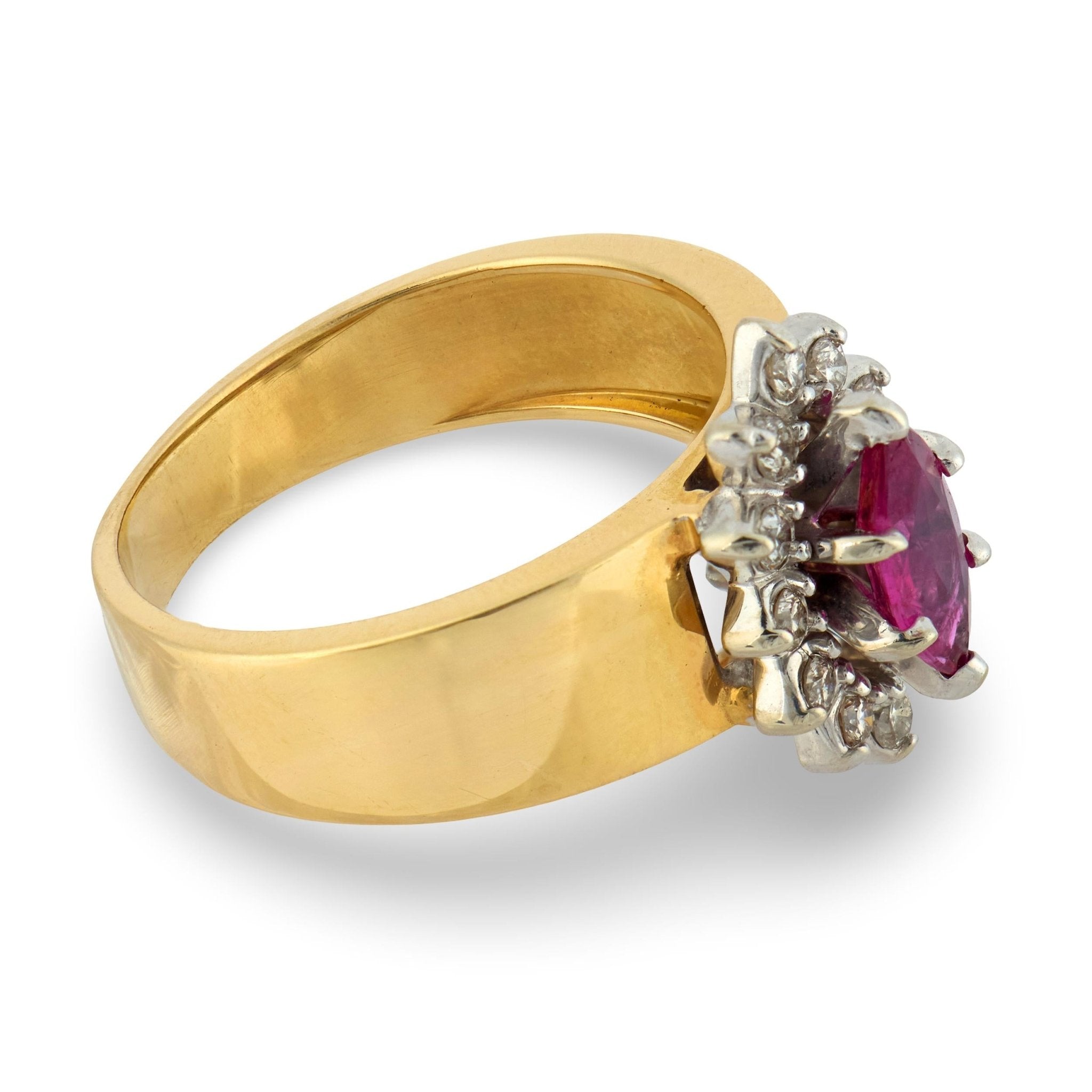 Vintage ruby diamond 14k gold cluster ring