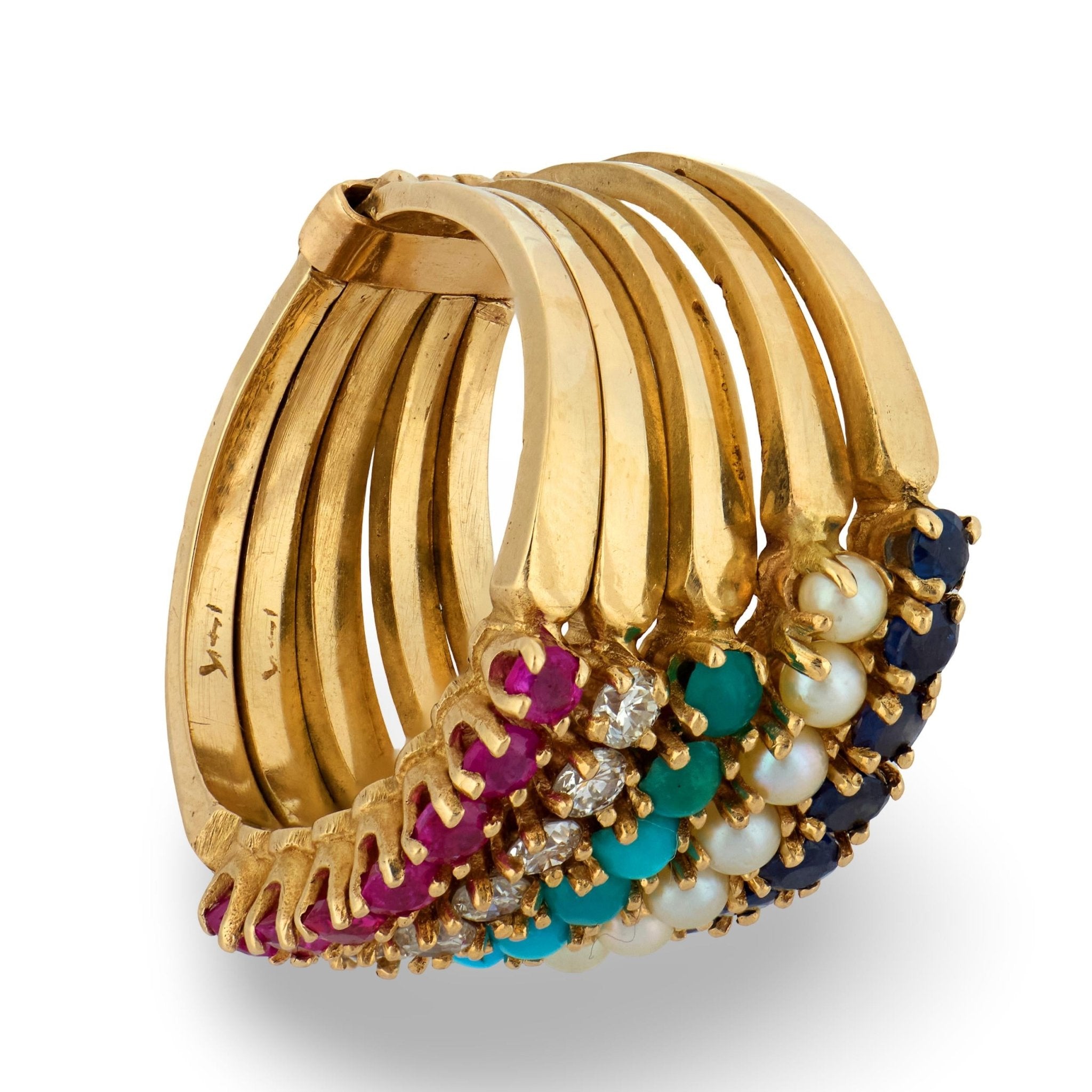 Vintage gemstone 14k yellow gold ring set