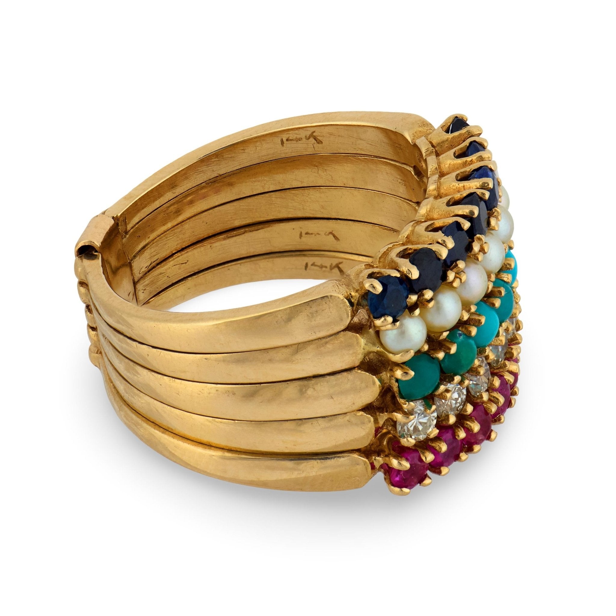 Vintage gemstone 14k yellow gold ring set